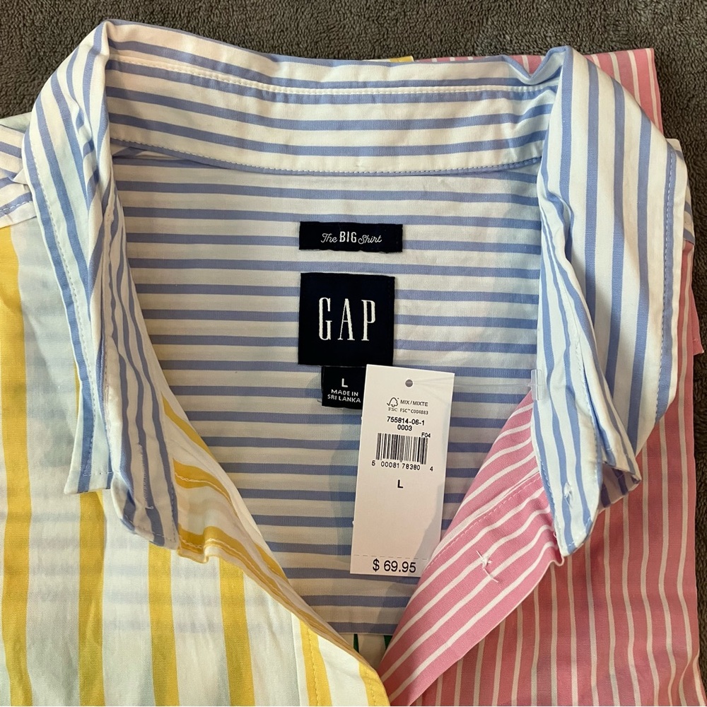 GAP Multicolor Woman’s, Large Striped Button Down… - image 3